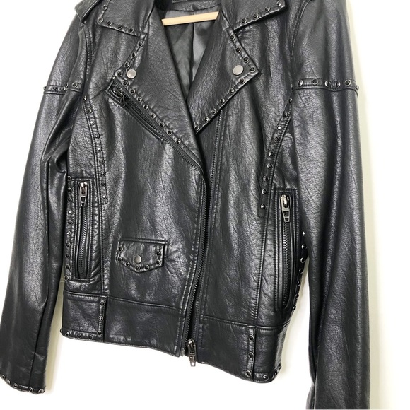 Blank NYC, black studded, vegan leather motorcycle jacket - Picture 3 of 12